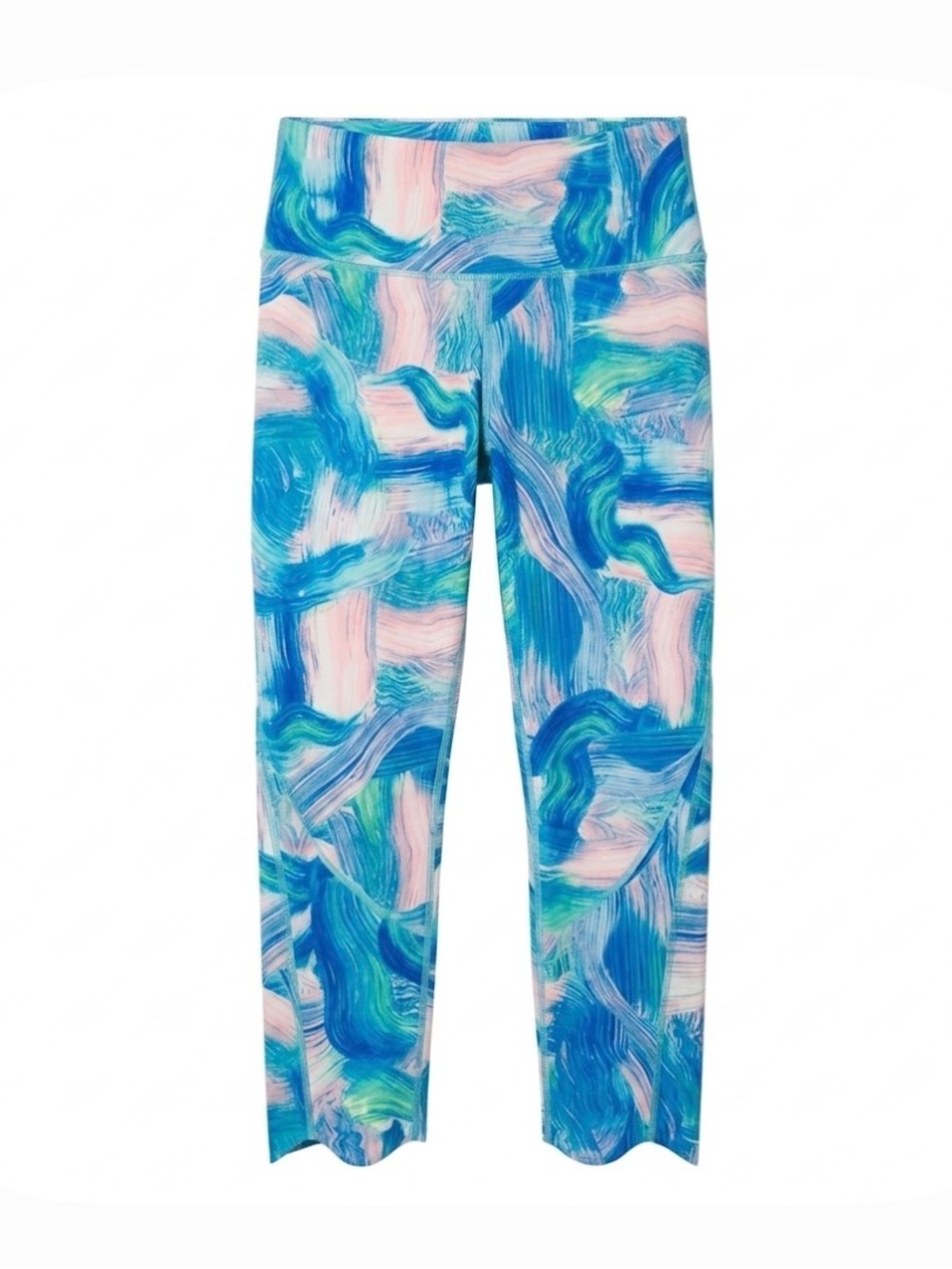 ALL IN MOTION (2) Abstract Crop Capri Leggings, Girls XL, Blue Green Pink